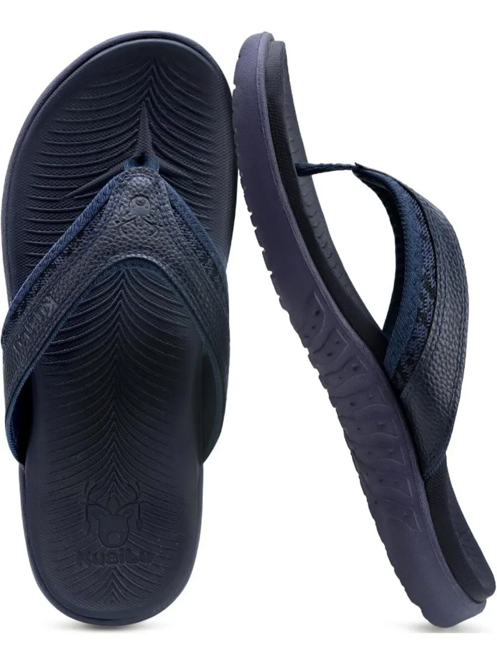 Mens Dark Blue Arch Support Sport Flip Flops Comfort Orthotic Thong Sandal Shoes
